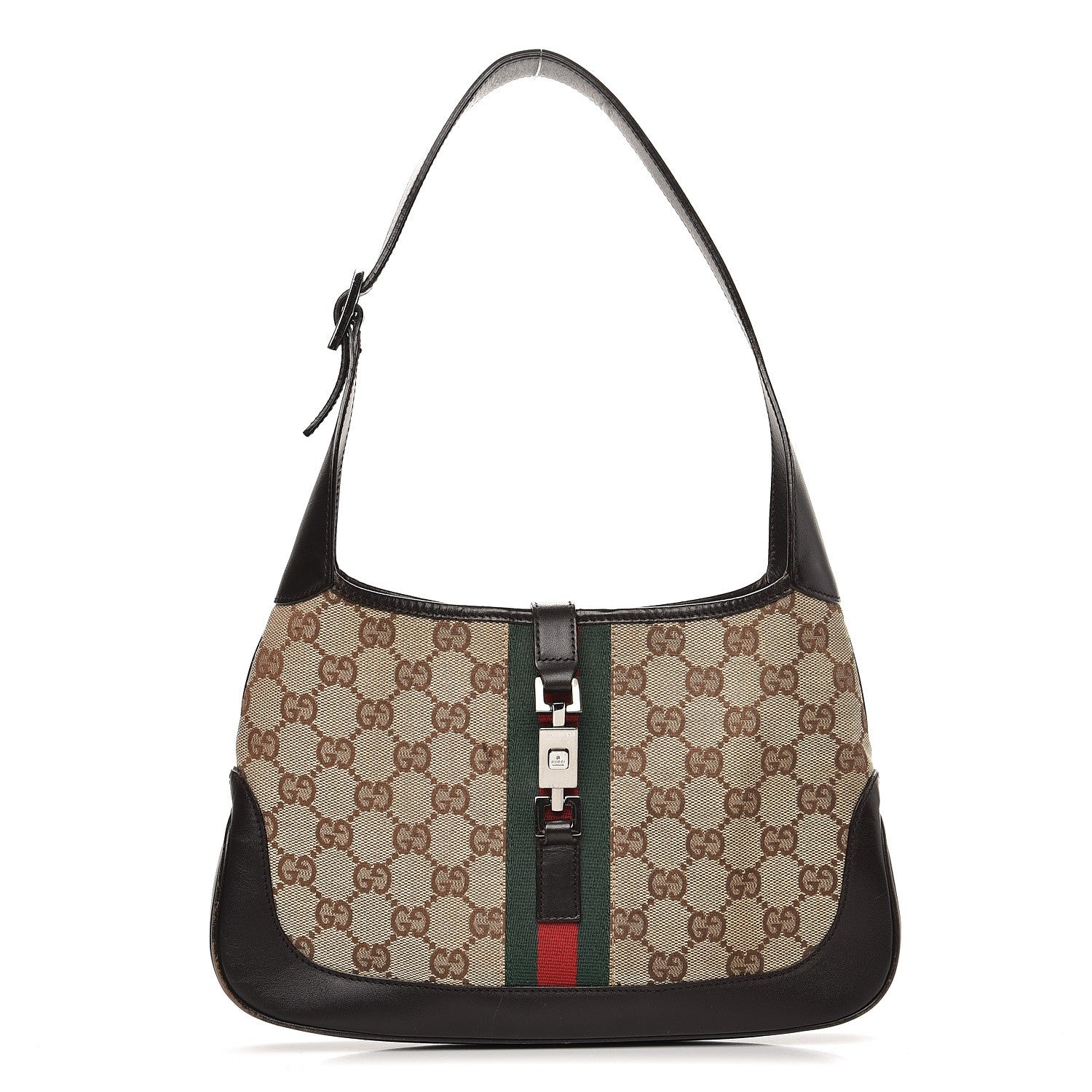 Gucci Monogram Web Small Jackie O Hobo Dark Brown 1 of 15
