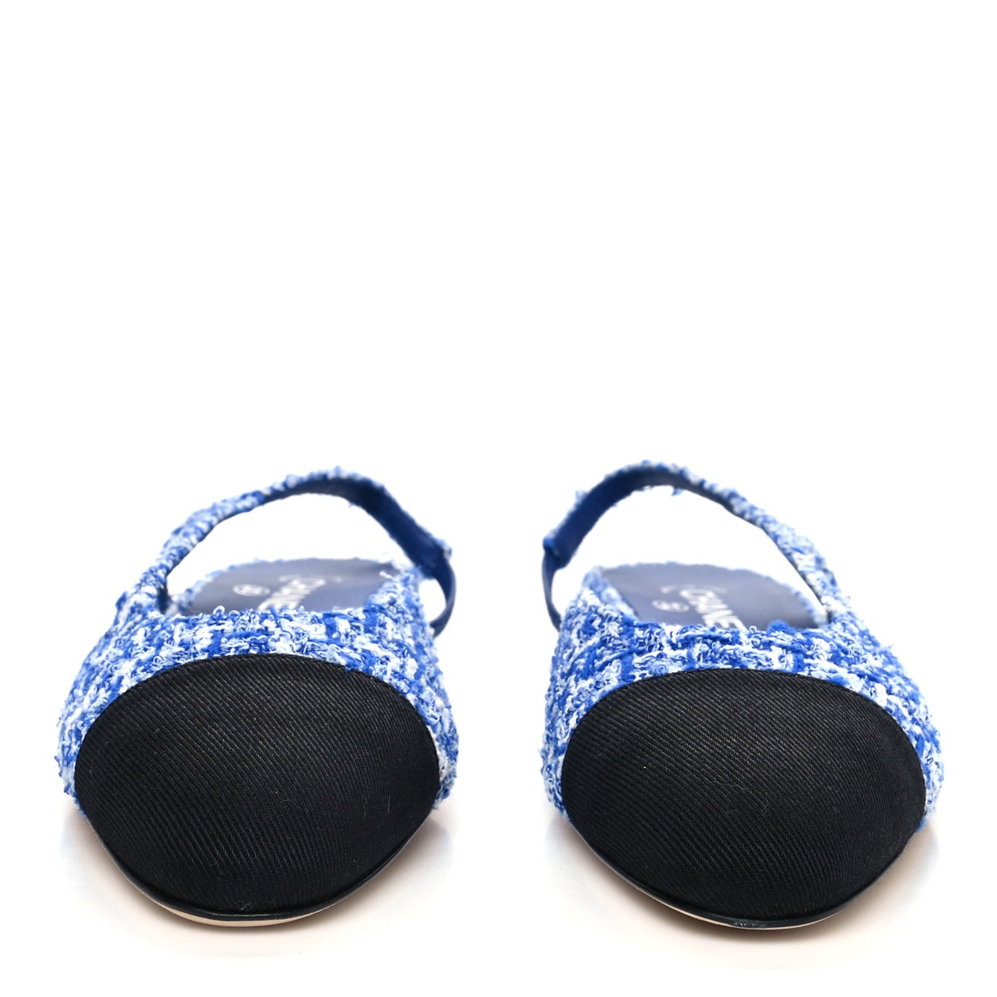 Tweed Cap Toe CC Slingback Flat 41 Blue Black
