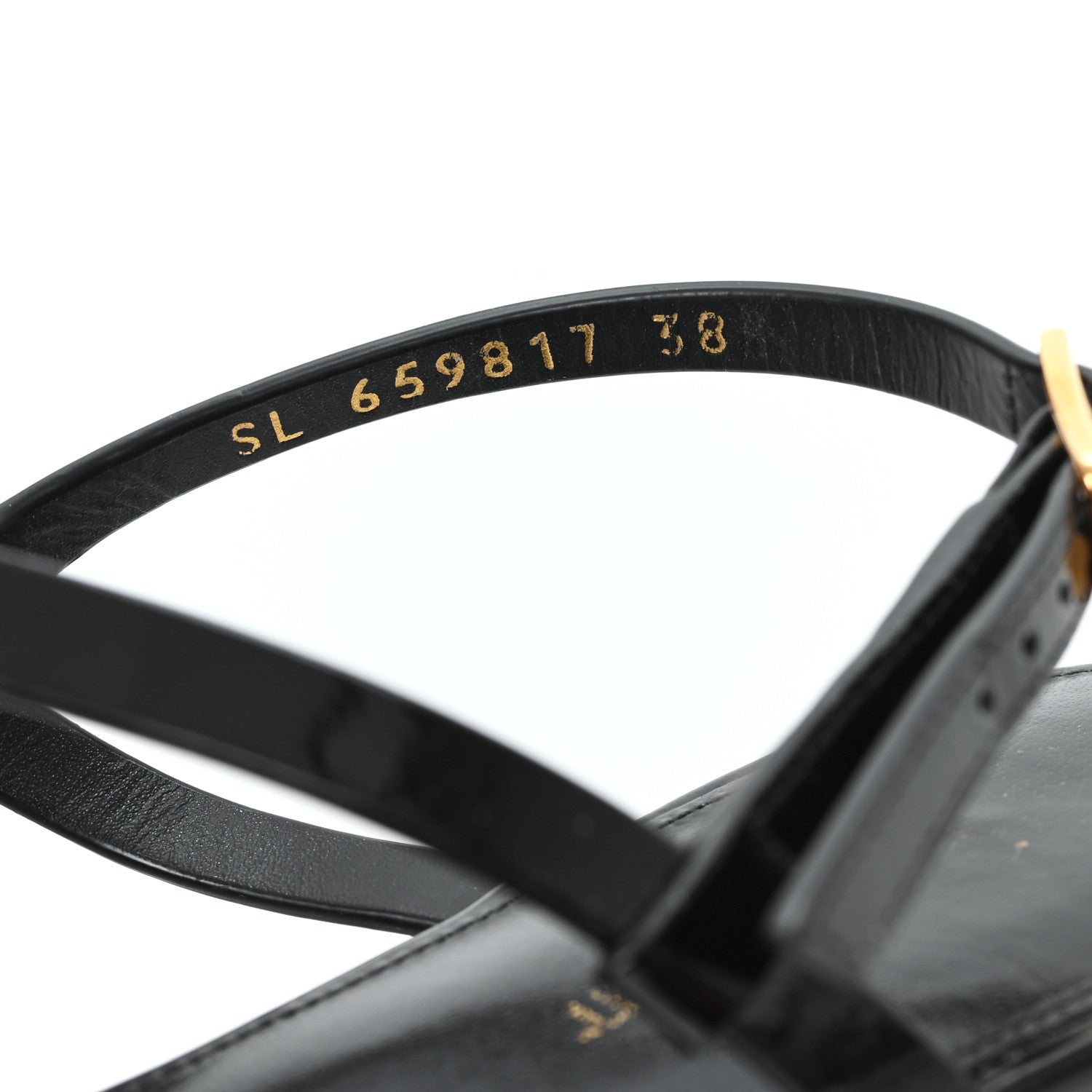 Saint Laurent Patent Calfskin Cassandra Monogram Sandals 38 Black 9 of 9