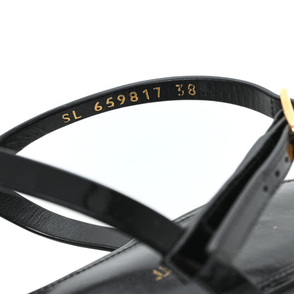 Saint Laurent Patent Calfskin Cassandra Monogram Sandals 38 Black 9 of 9