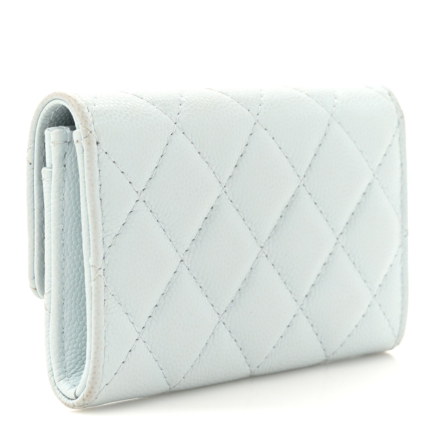 Chanel Shiny Caviar Quilted Crystal CC Flap Card Holder Light Blue 3 of 10