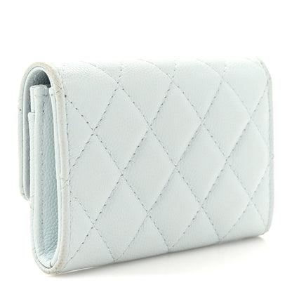 Chanel Shiny Caviar Quilted Crystal CC Flap Card Holder Light Blue 3 of 10