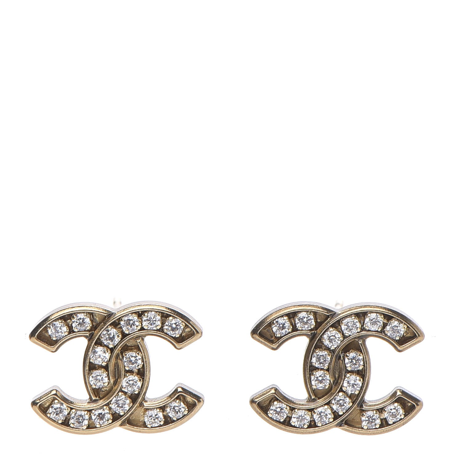Chanel Crystal CC Earrings Gold 1 of 6
