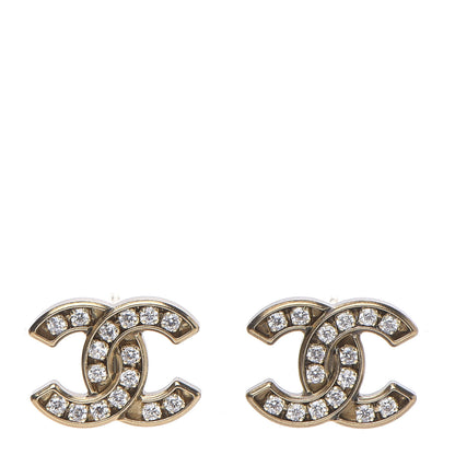 Chanel Crystal CC Earrings Gold 1 of 6