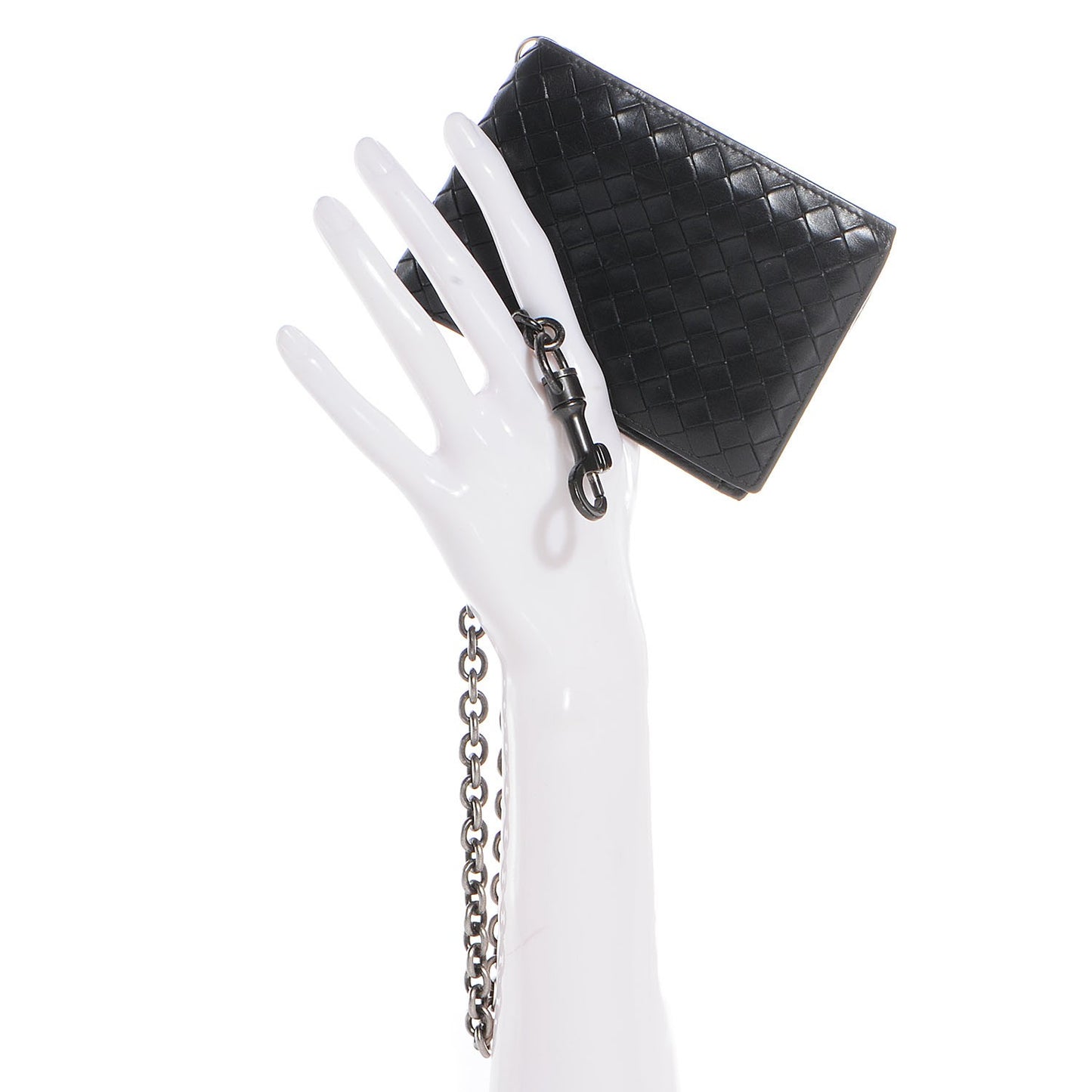 Nappa Intrecciato Chain Bi-Fold Wallet Nero Black