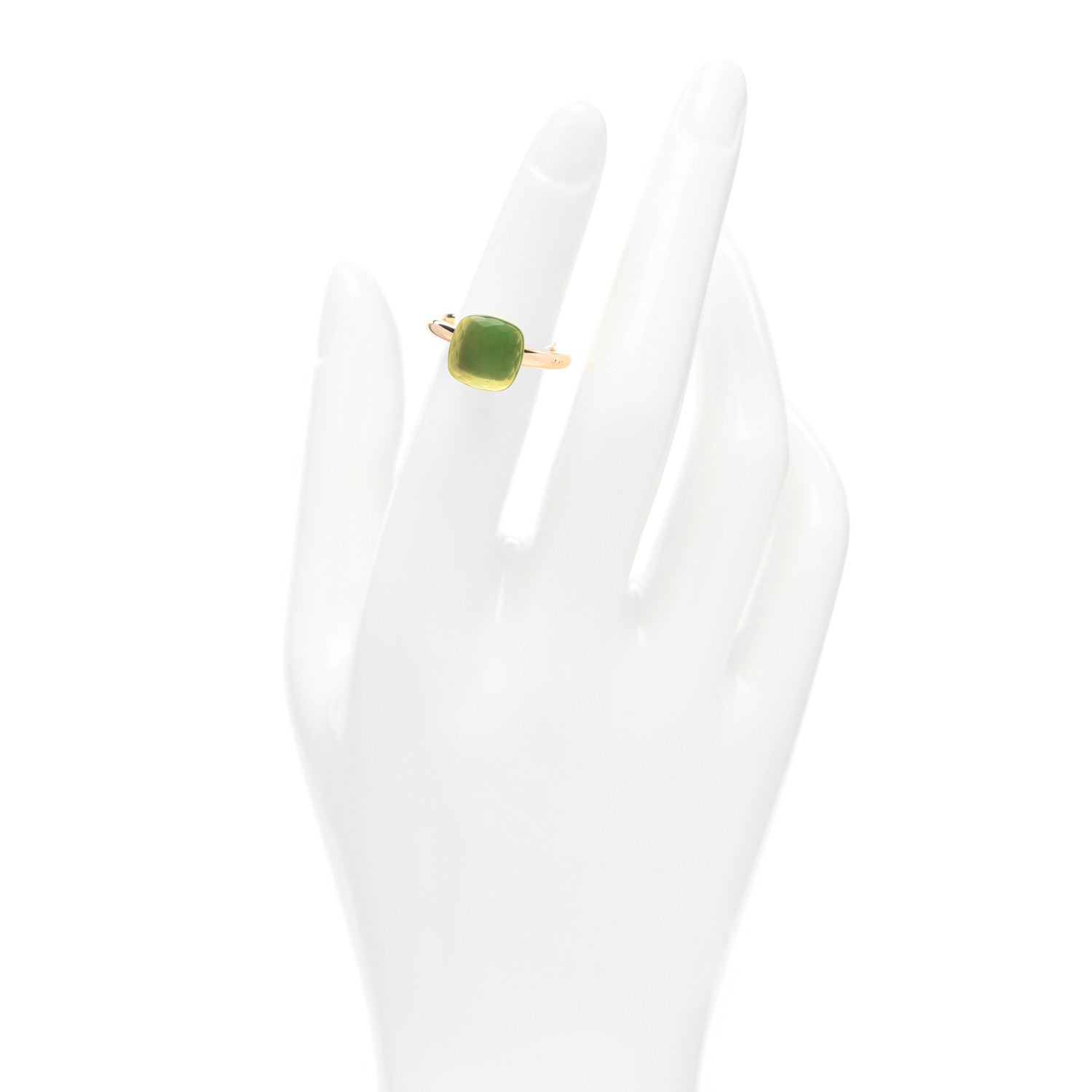 Pomellato 18K Rose White Gold Lemon Quartz Chrysoprase Classic Nudo Gele Ring 52 6 2 of 6