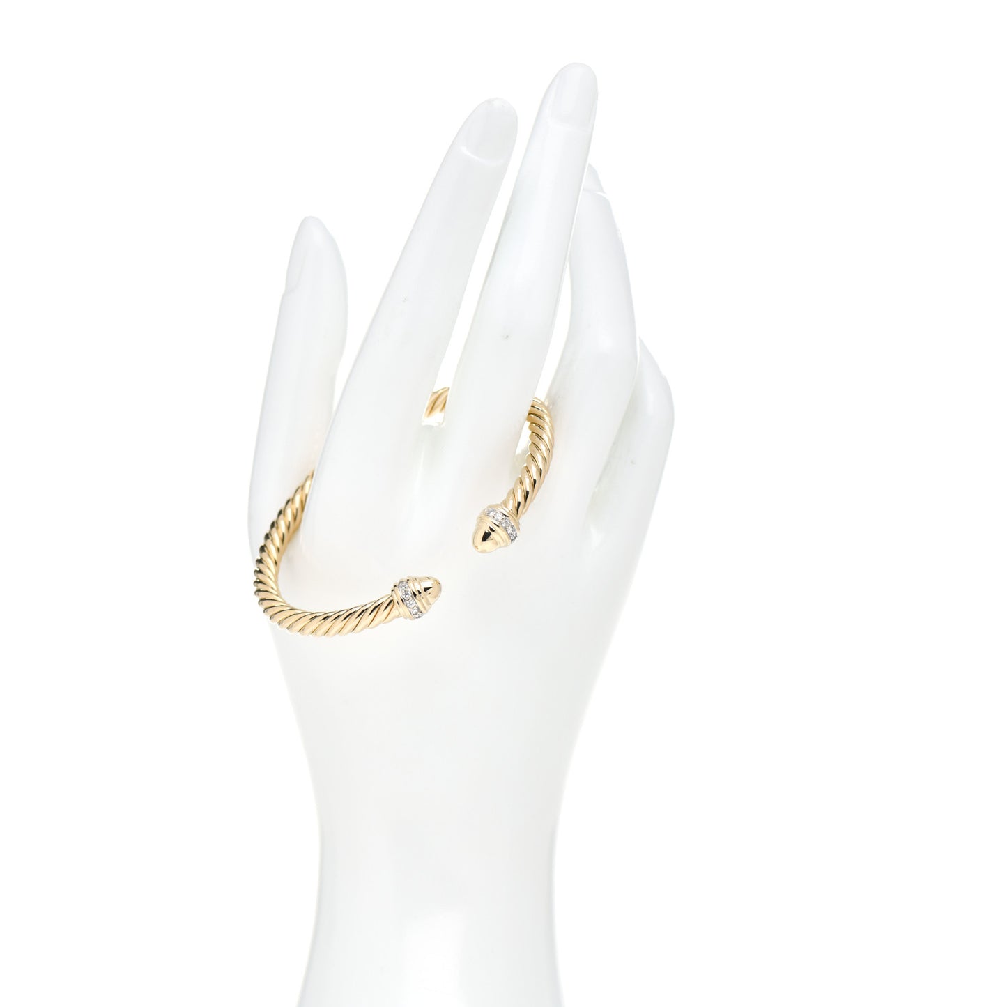 18K Yellow Gold Diamond 5mm Cable Classics Dome Bracelet