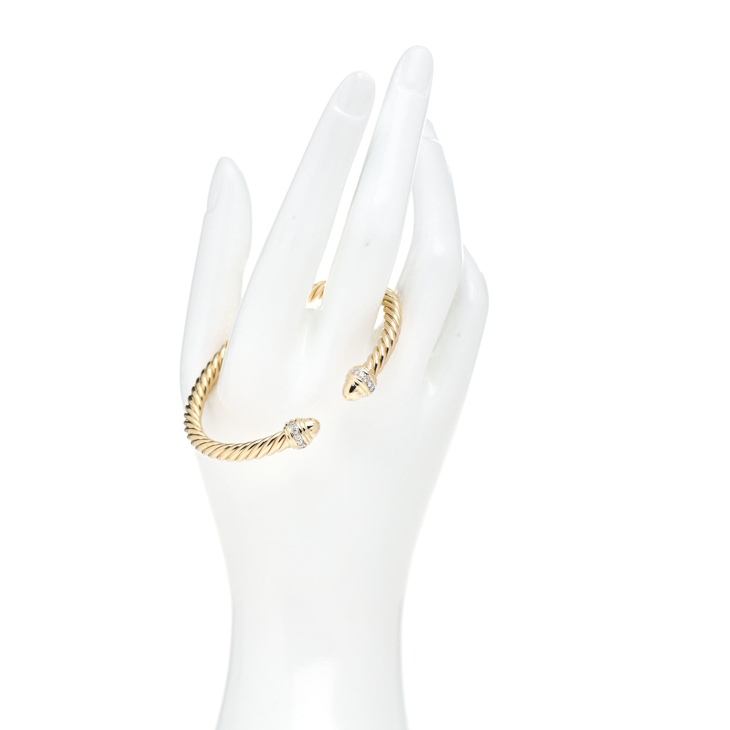 David Yurman 18K Yellow Gold Diamond 5mm Cable Classics Dome Bracelet 2 of 4