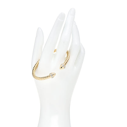 David Yurman 18K Yellow Gold Diamond 5mm Cable Classics Dome Bracelet 2 of 4