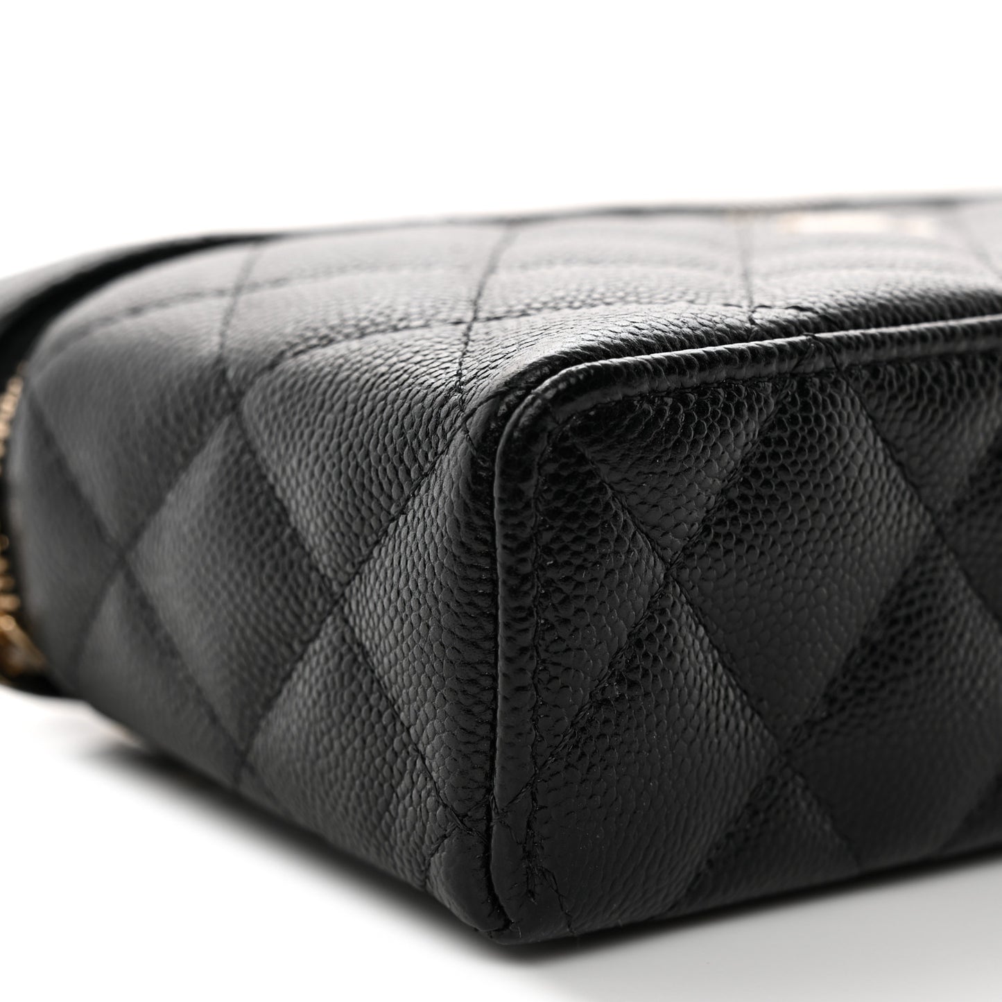 Caviar Quilted Top Handle Slim Vanity With Chain Black