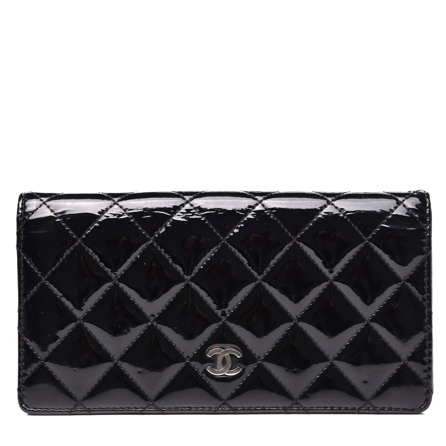 Chanel Patent Calfskin Quilted Yen Wallet Black 1 of 13