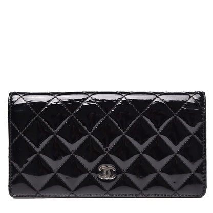 Chanel Patent Calfskin Quilted Yen Wallet Black 1 of 13