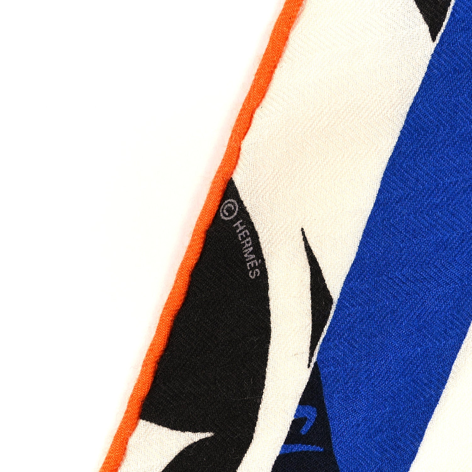 Hermes Cashmere Silk Losange Scarf Bleu Orange Multicolor 4 of 5