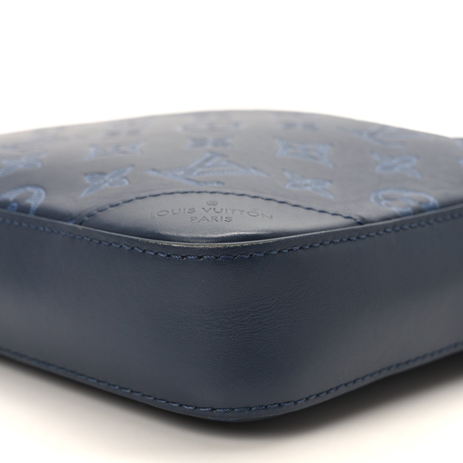 Louis Vuitton Calfskin Monogram Shadow Duo Messenger Navy Blue