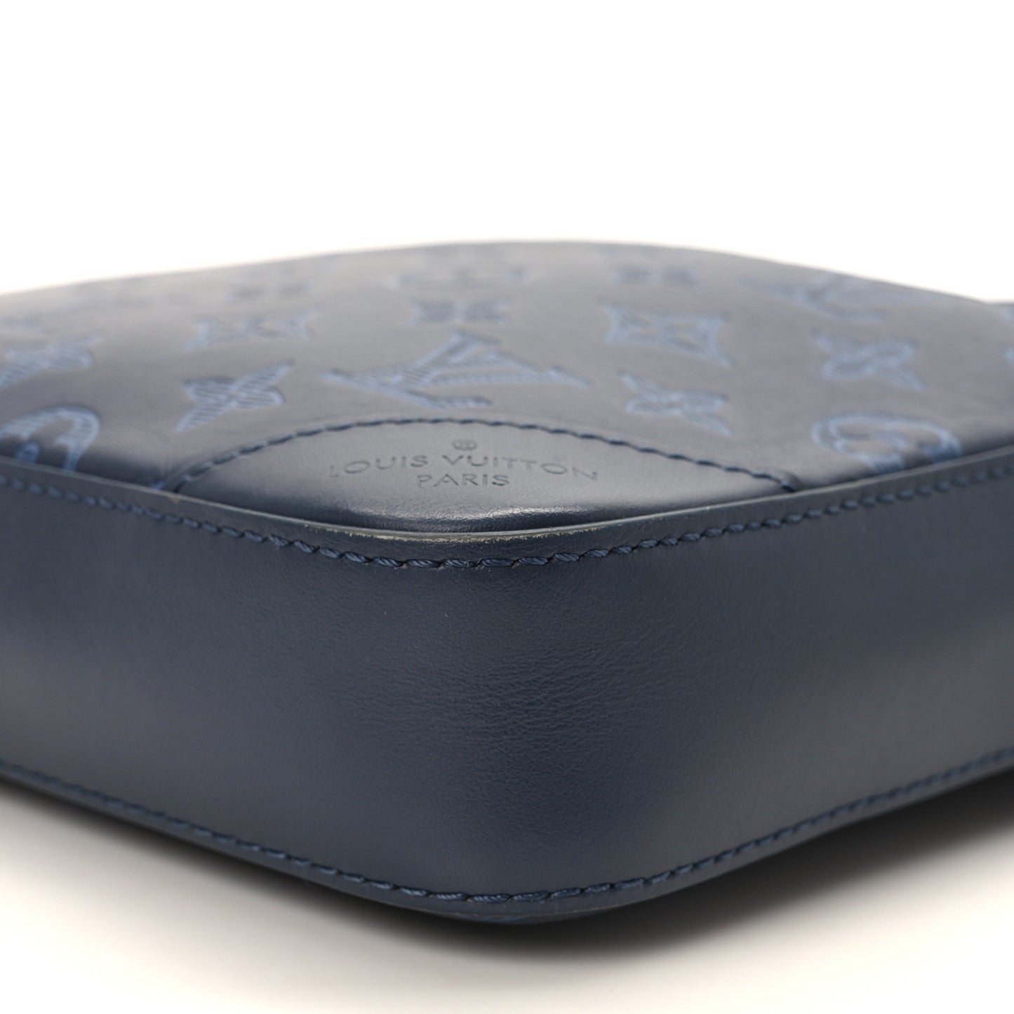 Calfskin Monogram Shadow Duo Messenger Navy Blue