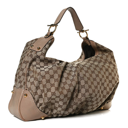 Gucci Monogram Large Jockey Hobo Beige 3 of 17