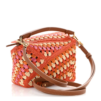 Loewe Raffia Crochet Paula's Ibiza Mini Puzzle Edge Bag Bright Orange Pink 3 of 11