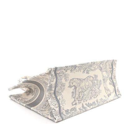 Christian Dior Canvas Embroidered Medium Dioriviera Toile De Jouy Book Tote Gray 3 of 11