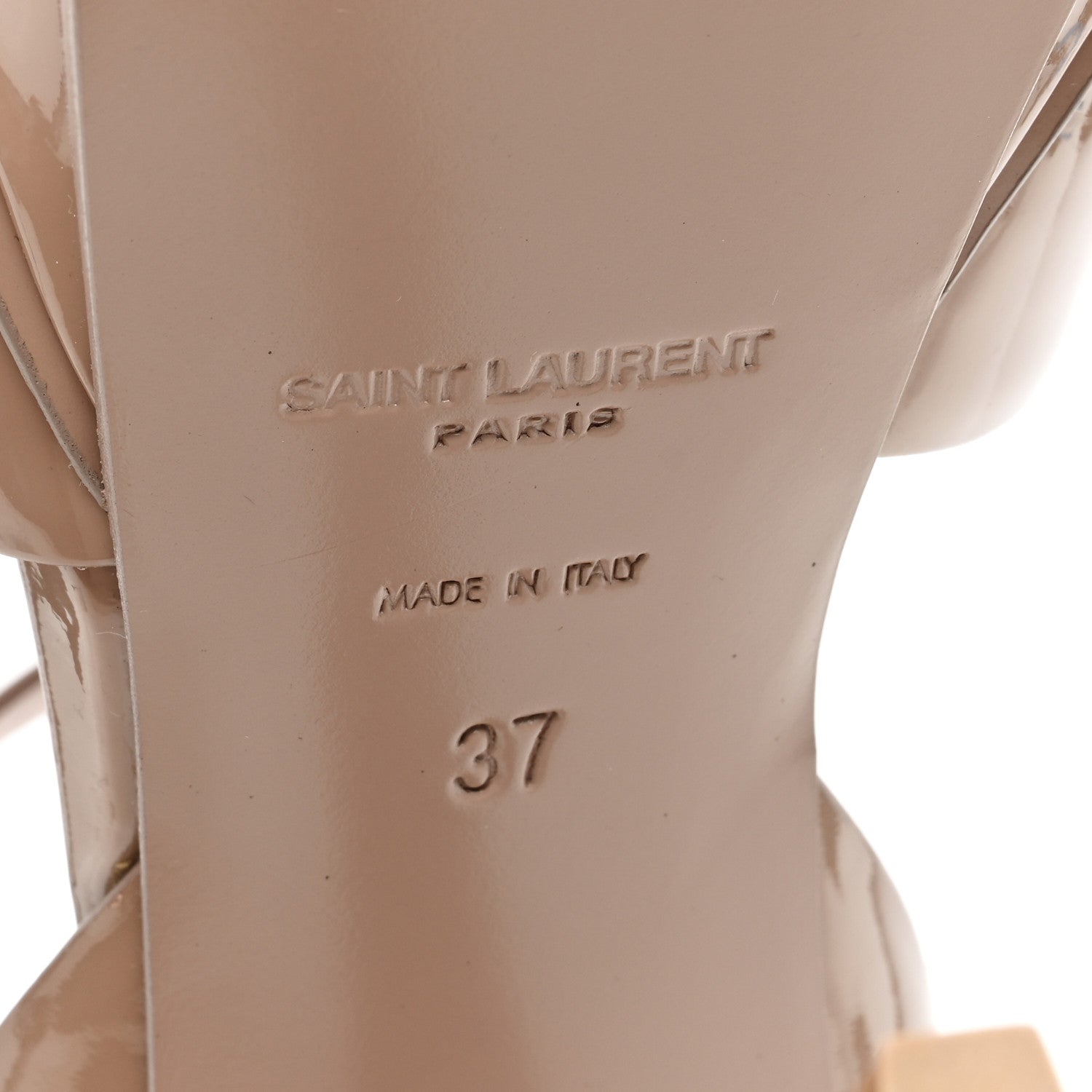 Saint Laurent Vitello Vernice Tribute 105 Sandals 37 Soft Powder 6 of 8