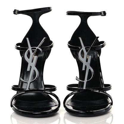 Saint Laurent Patent Cassandra 100 Ankle Strap Sandals 39 Black 2 of 10