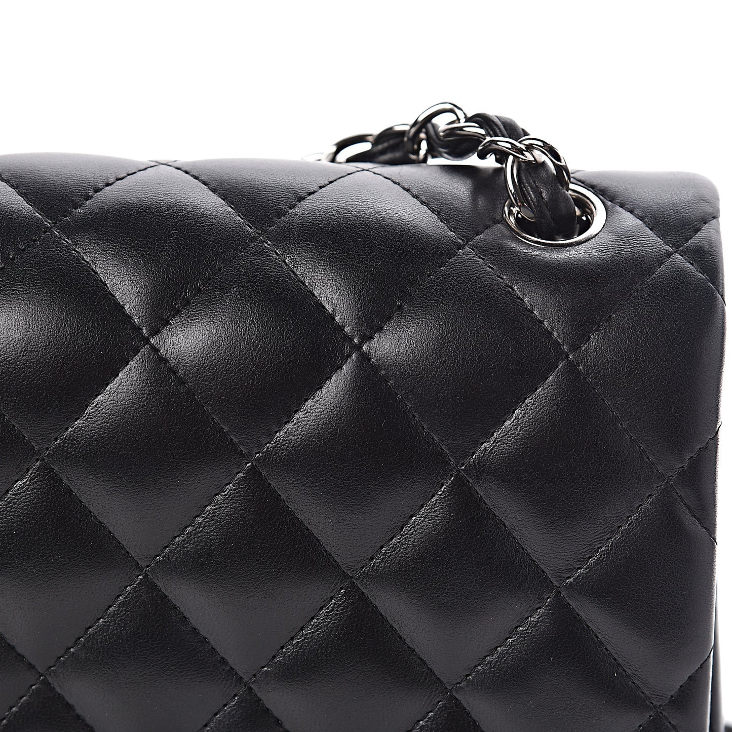 Lambskin Quilted Jumbo Double Flap Black