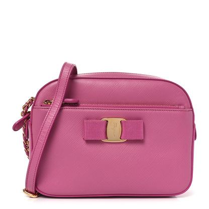 Salvatore Ferragamo Saffiano Lydia Bow Camera Bag Pink 1 of 10