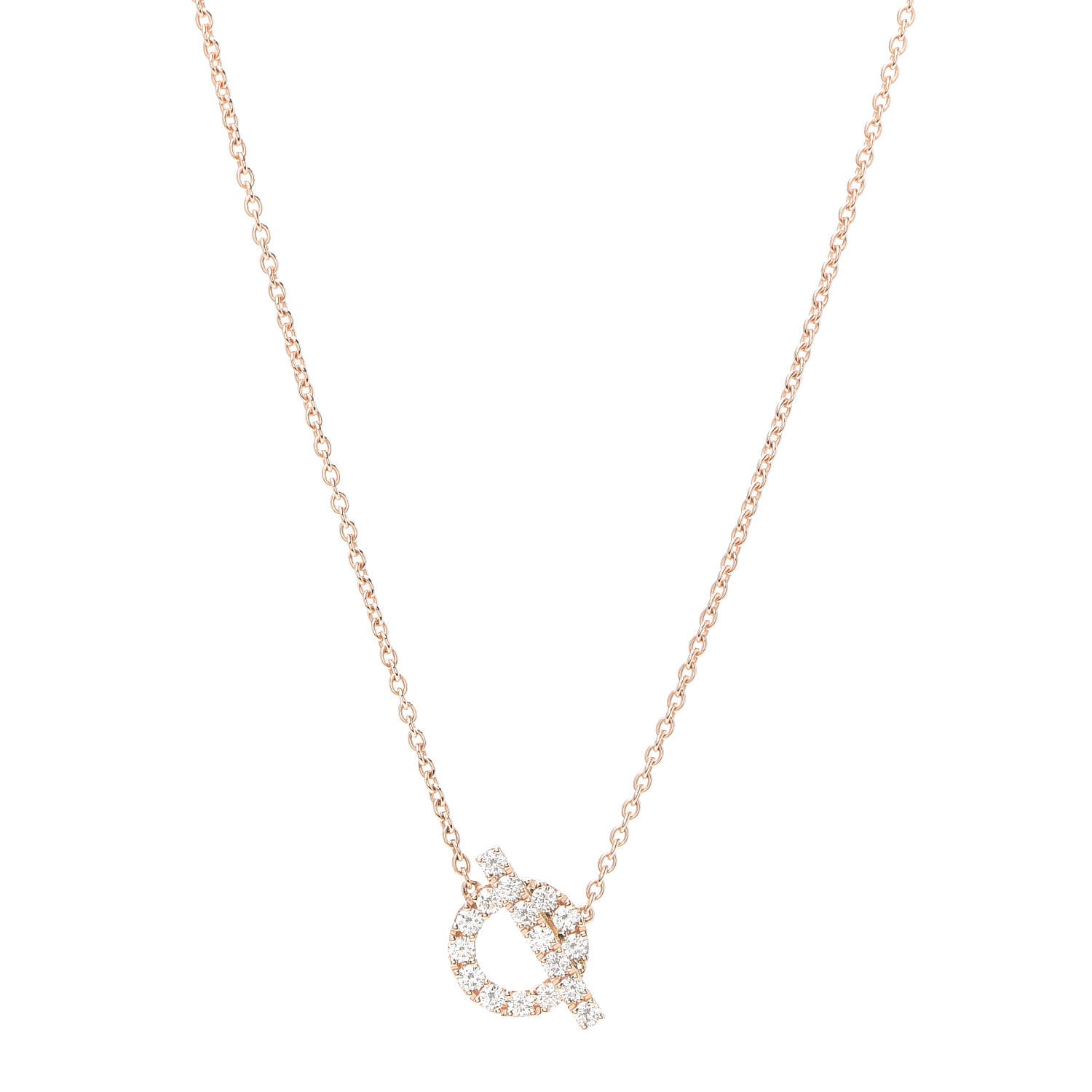 Hermes 18K Rose Gold Diamond Finesse Pendant Necklace 1 of 6