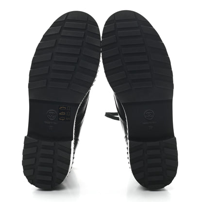 Chanel Crackled Calfskin Velvet Pearl Combat Short Boots 39 Black 5 of 8