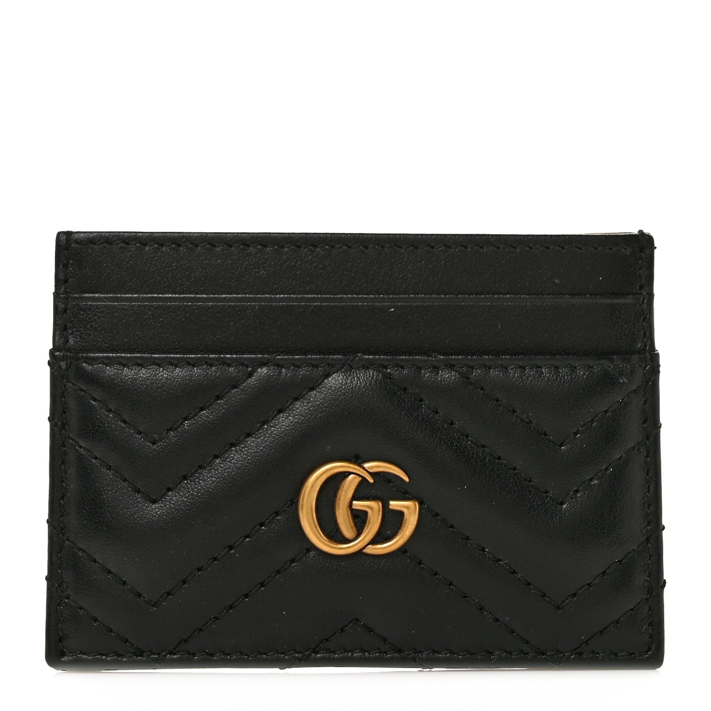 Calfskin Matelasse GG Marmont Card Holder Black