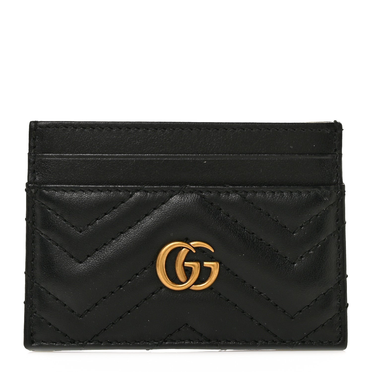 Gucci Calfskin Matelasse GG Marmont Card Holder Black 1 of 8