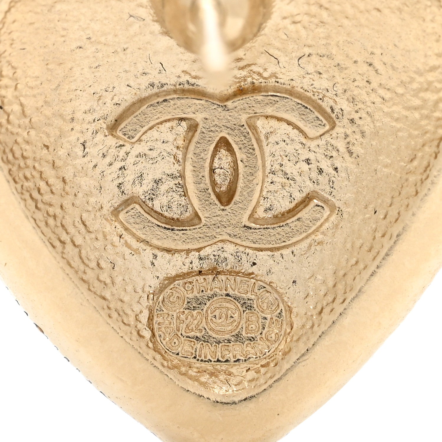Chanel Pearl Crystal CC Heart Earrings Gold Black 3 of 4