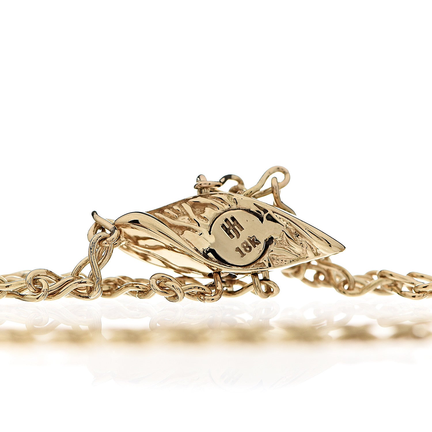 John Hardy 18K Yellow Gold Diamond Classic Chain Wave Hammered Pull Through Bracelet 3 of 4