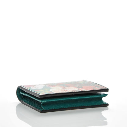 Gucci Shangai Calfskin Blooms Print Card Case Wallet Clear Bright Emerald Multicolor 4 of 6