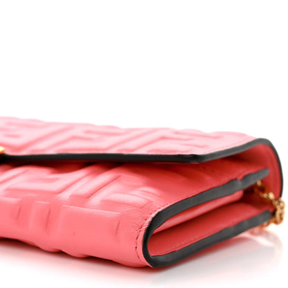 Fendi Nappa Matisse FF Embossed Continental Wallet On Chain Pink Dalia 10 of 11
