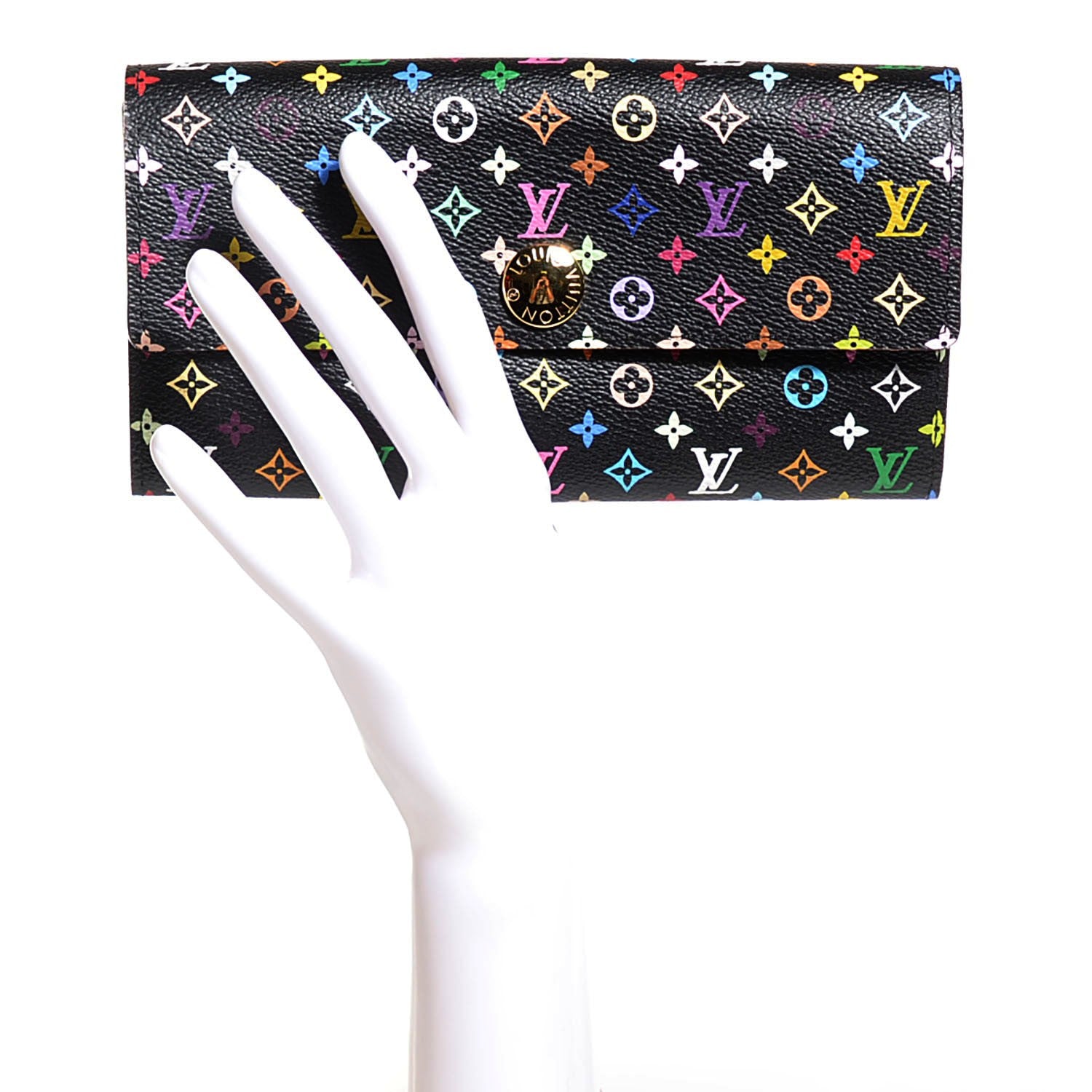 Louis Vuitton Monogram Multicolor Sarah Wallet Black Violet 2 of 8