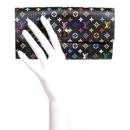 Louis Vuitton Monogram Multicolor Sarah Wallet Black Violet 2 of 8