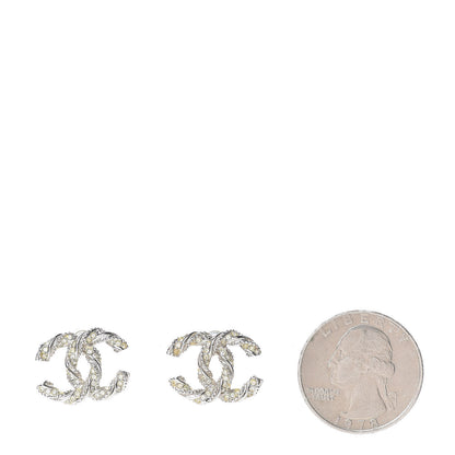 Chanel Crystal CC Twisted Earrings Silver 2 of 5