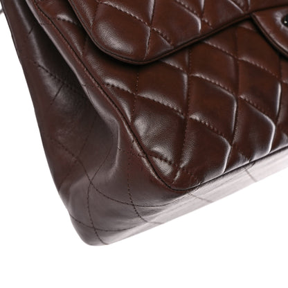 Chanel Lambskin Quilted Jumbo Double Flap Dark Brown 11 of 14
