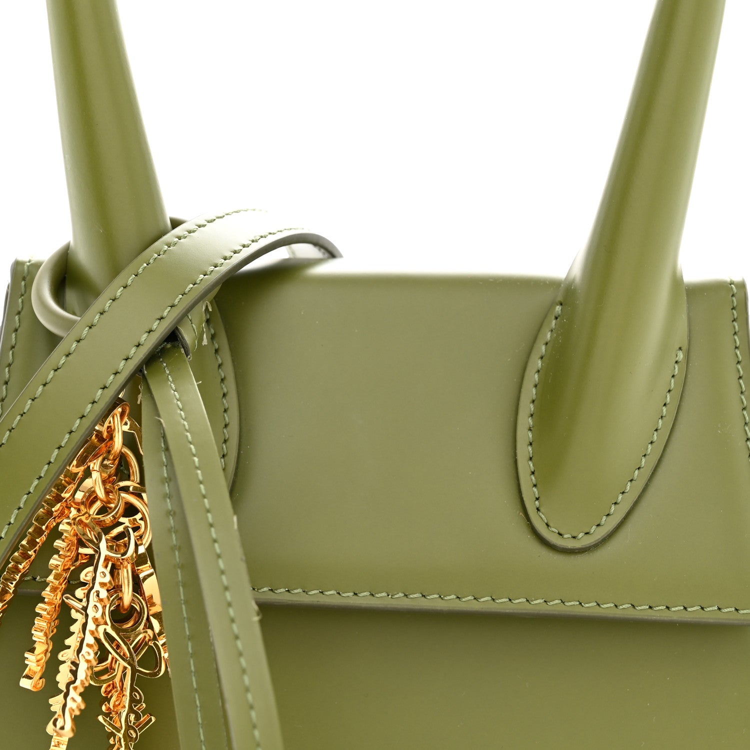 Jacquemus Smooth Calfskin Raffia Le Chiquito Moyen Corado Khaki 7 of 12