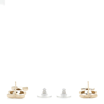Chanel Crystal Pearl Charming Winter CC Star Heart Earrings Gold 3 of 7