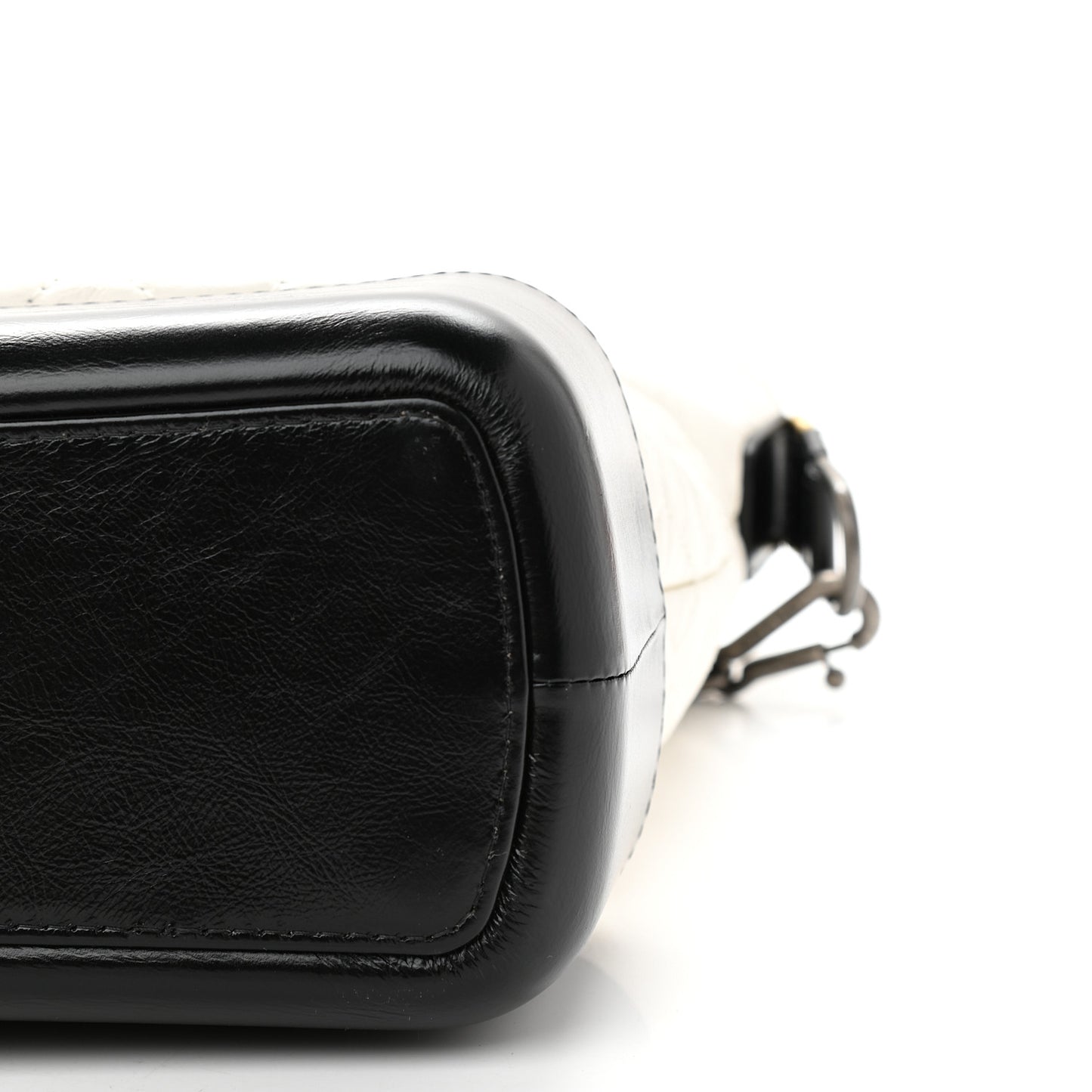 Aged Calfskin Quilted Large Gabrielle Shopping Tote White Black