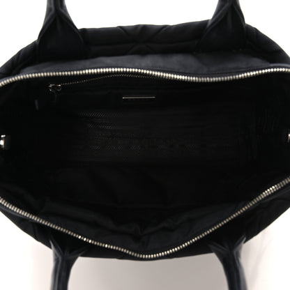 Prada Re-Nylon Nappa Triangle Quilted Padded Small Double Handled Zip Tote Black 4 of 9