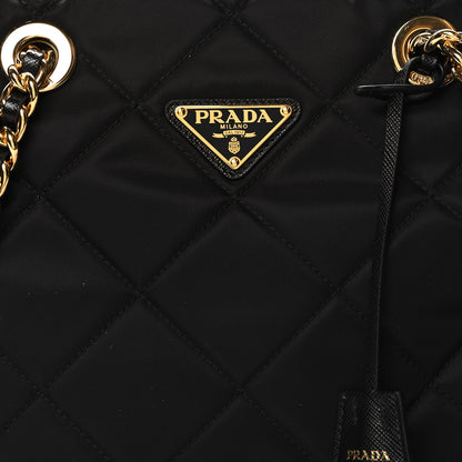 Prada Re-Nylon Impunturato Saffiano Triangle Stitched Re-Edition 1995 Chaine Large Shoulder Bag Black 7 of 9