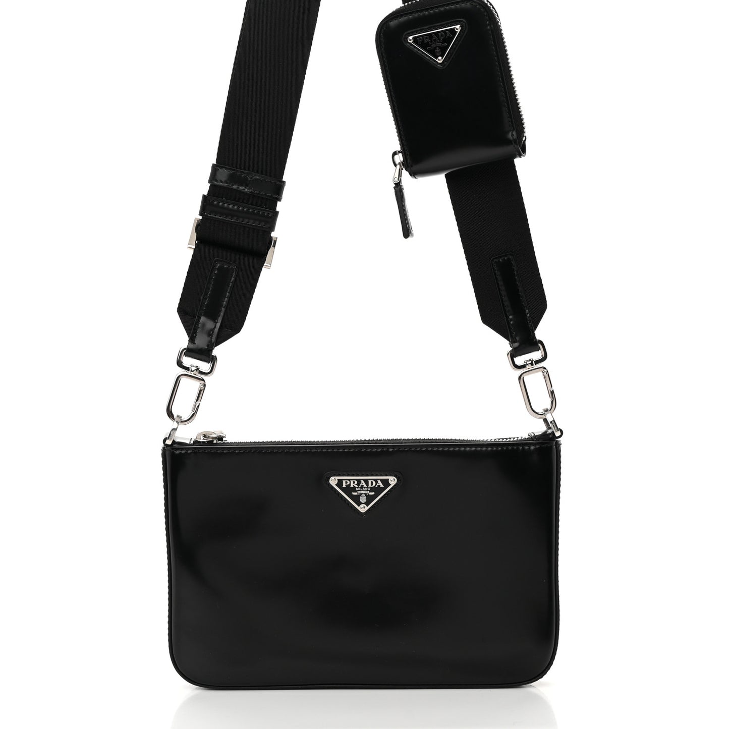 Spazzolato Pocket Pouch Shoulder Bag Black