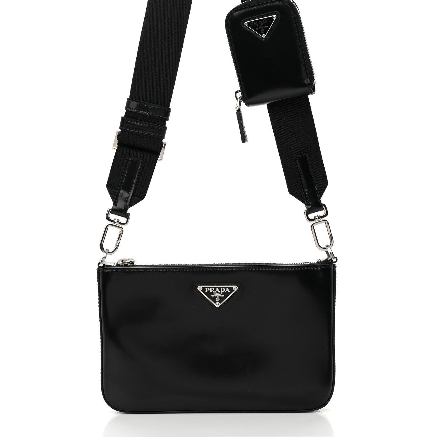 Prada Spazzolato Pocket Pouch Shoulder Bag Black 7 of 12
