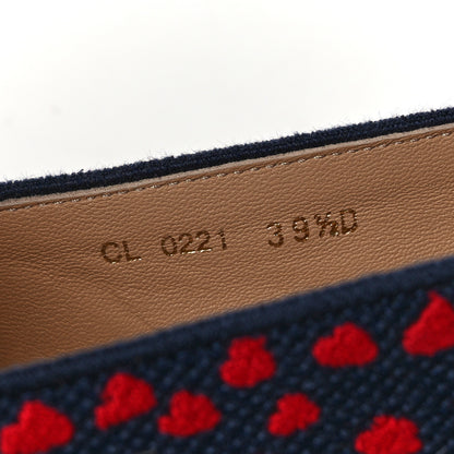 Christian Dior Cotton Embroidered Hearts Granville Espadrille 39.5 Blue Red 8 of 9