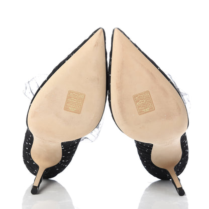 Jimmy Choo Suede Tulle Lavish 100 Pumps 38.5 Black Silver 5 of 8