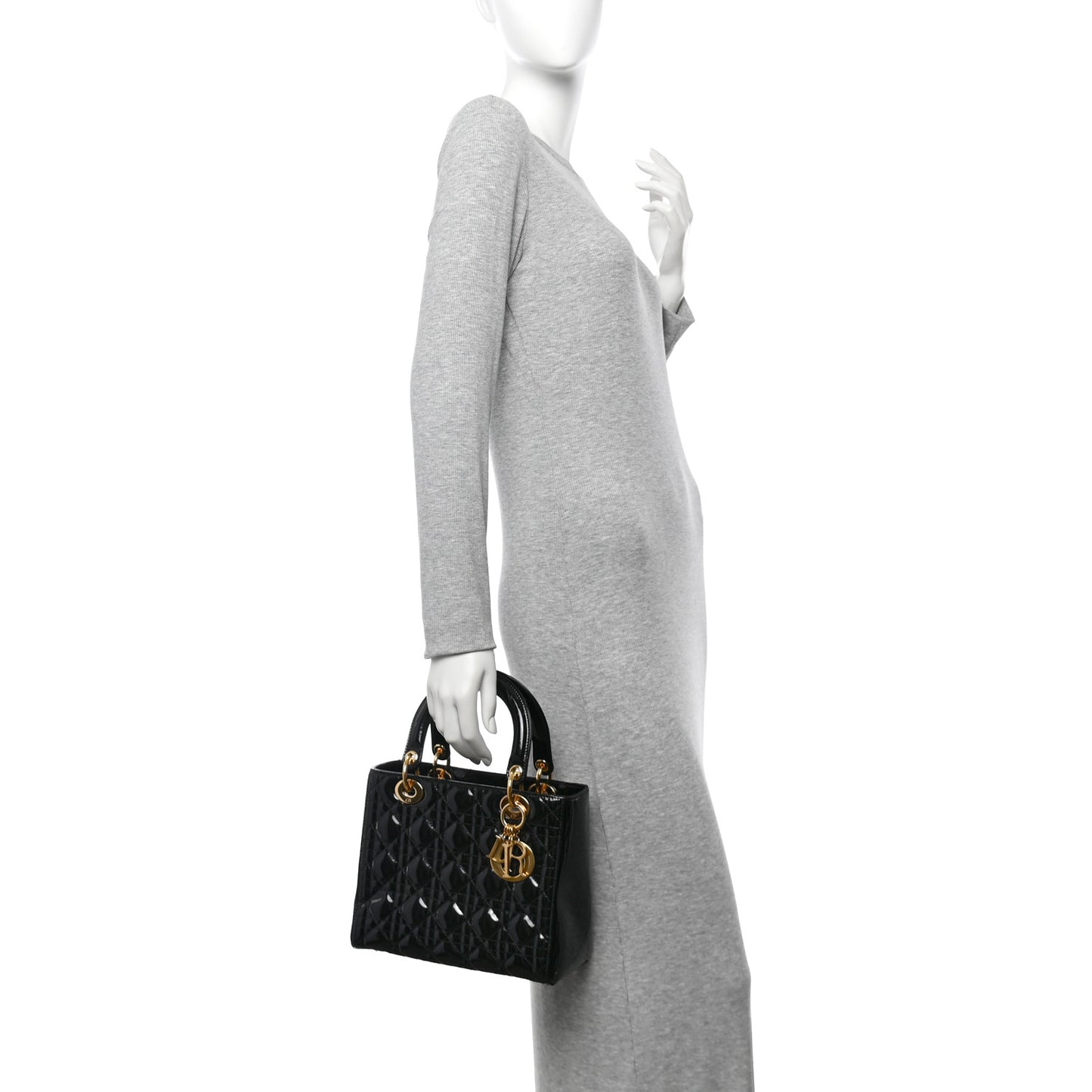 Patent Cannage Medium Lady Dior Black