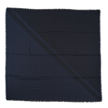 Gucci Wool Silk Monogram GGWeb Fringe Shawl Navy Black 1 of 3