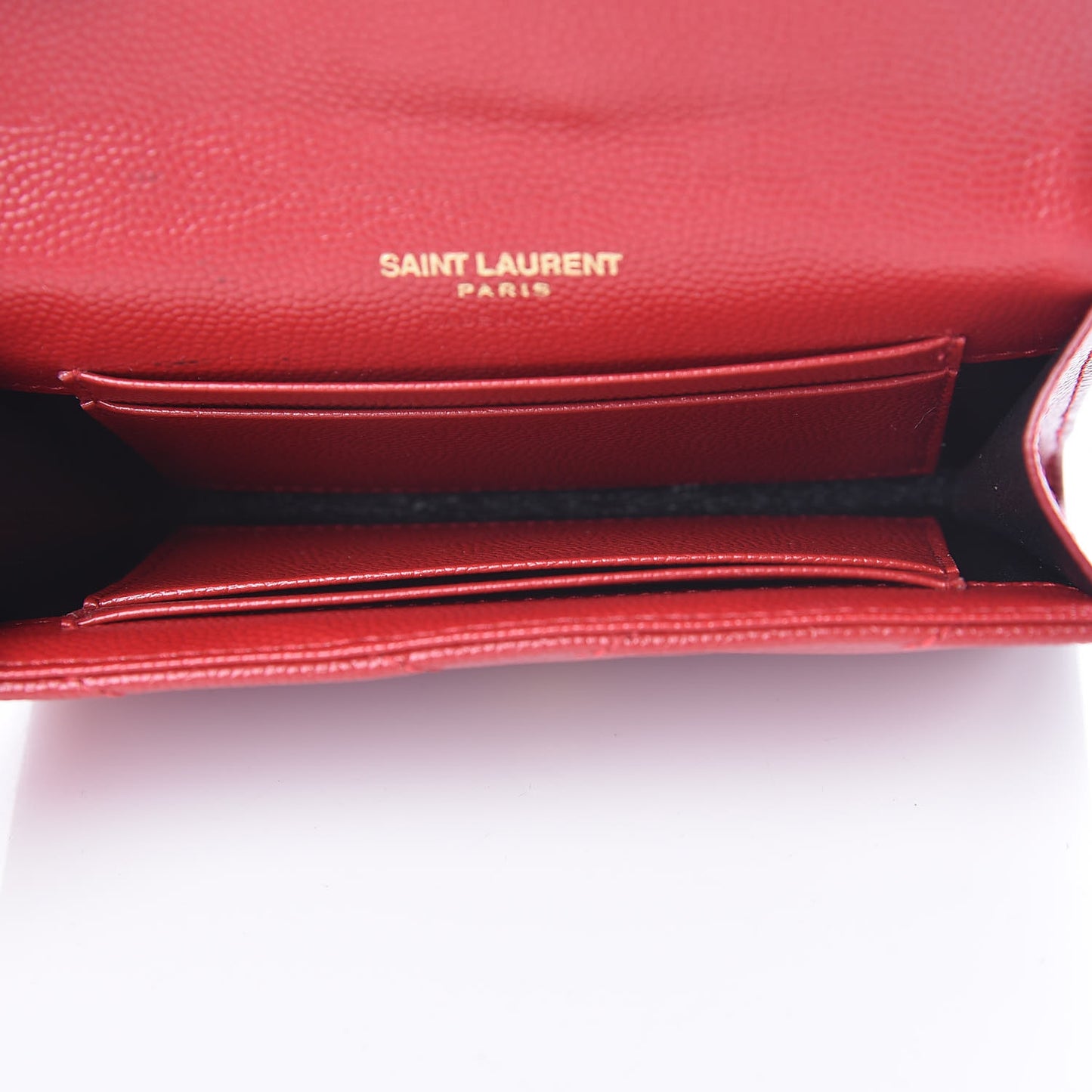 Grain De Poudre Matelasse Chevron Small Monogram Envelope Wallet Rouge Eros